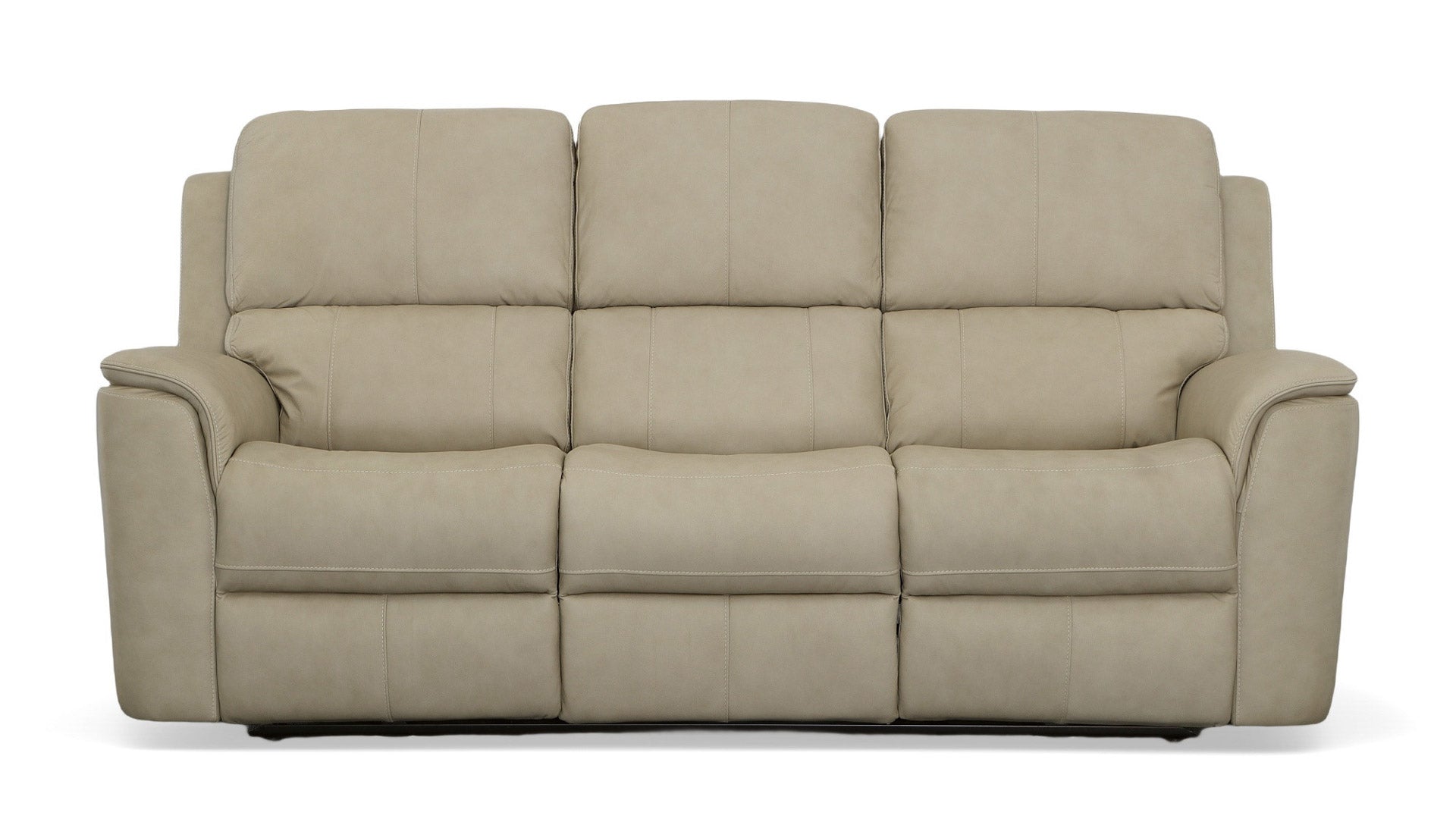 Flexsteel Big Spring Beige Leather Power Reclining Sofa 